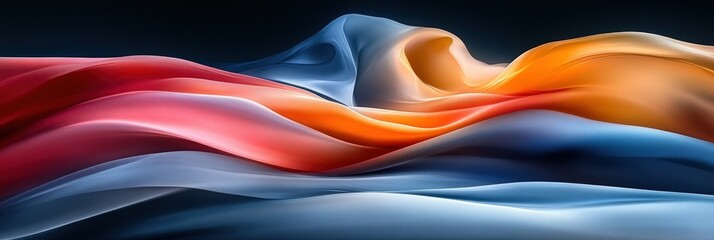 Fototapeta premium Fluid ribbons gracefully ripple against darkness