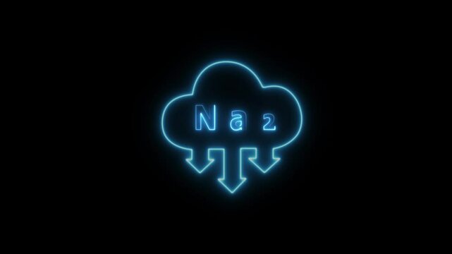 Glowing neon Sodium with cloud icon animation.