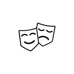 Theater Mask Icon – classic and expressive design symbolizing drama, art, and storytelling. Perfect for apps, events, creative projects, or branding that celebrates culture and performance