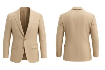 Beige Formal Suit Jacket Isolated on Transparent Background
