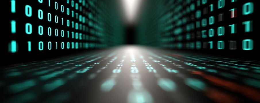 Abstract digital representation of binary data in motion.
