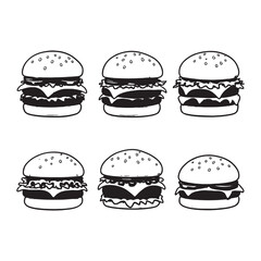 Abstract Line Drawing of a Tasty Cheeseburger Icon