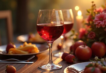 luxurious rich red wine elegant crystal glass capturing reflections refractions gourmet settings, tasting, experience, wineglass, grapes, frenchwine