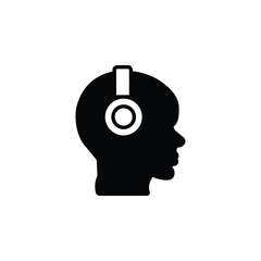 Head in Headphones Icon – sleek design symbolizing music, focus, and audio enjoyment. Perfect for apps & branding