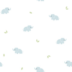 Baby pattern with cute baby elephant, greeting card for baby birth. Seamless background with animals, cute vector texture for baby bedding, fabric, wallpaper, wrapping paper, textile, t shirt print