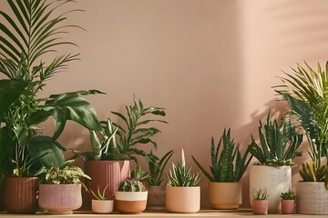 Fototapeta premium Vibrant Indoor Plants in Decorative Pots 