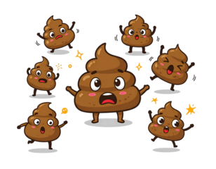 Cute poop emoji characters expressing various emotions Transparent Background 