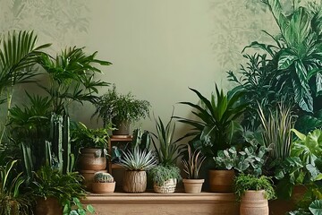 Vibrant Indoor Plants in Decorative Pots 
