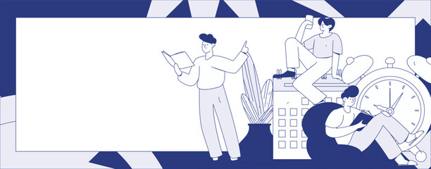 World Book Day Reading Character Flat Vector Concept Operation Hand Drawn Illustration
