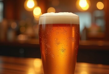 pint glass filled hoppy craft beer foamy beverage amber color refreshing drink craftsmanship bubbles, crafter, brew, liquid, hops, malt, carbonation, head