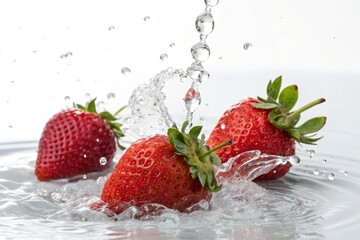 strawberry falling into water