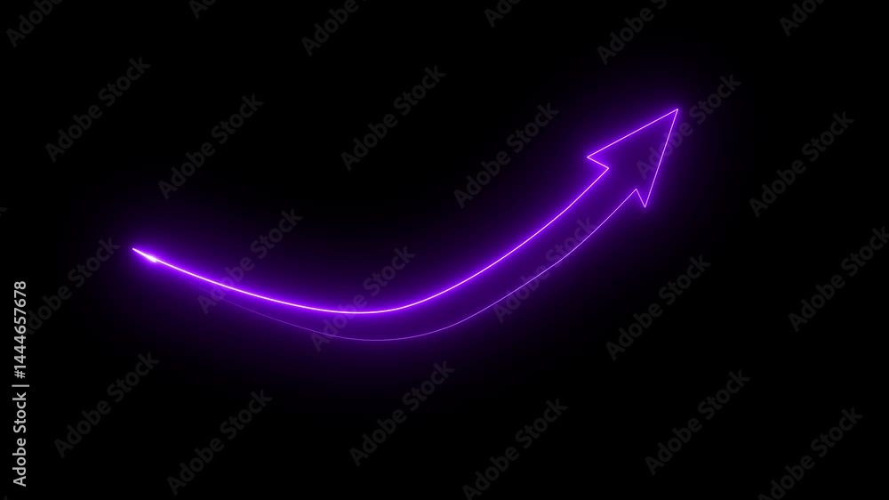 Poster neon arrow sign isolated on a black background .neon rising arrow animation, success concept. profit