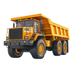 yellow dump truck isolated on transparent white background, clipping path