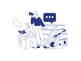 World Book Day Reading Character Flat Vector Concept Operation Hand Drawn Illustration
