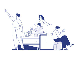 World Book Day Reading Character Flat Vector Concept Operation Hand Drawn Illustration
