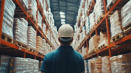 Fototapeta premium Warehouse Worker in a Large Distribution Center