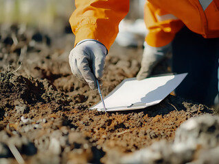 Scientist Collecting Soil Sample for Analysis