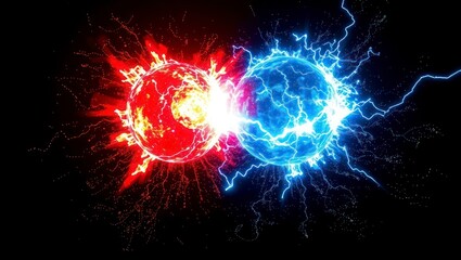 Red  Blue energy spheres collide