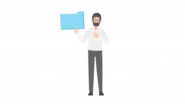 Man holding folder cartoon animation