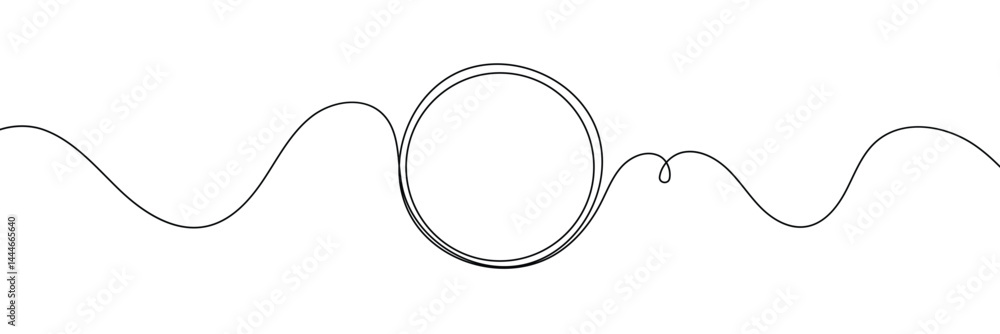 Aufkleber continuous one line circle stroke, hand drawn circle frame on white background. one line drawing vec