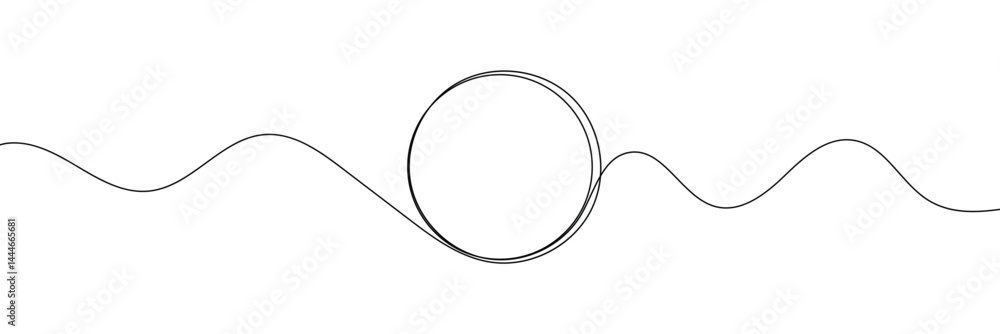 Aufkleber continuous one line circle stroke, hand drawn circle frame on white background. one line drawing vec