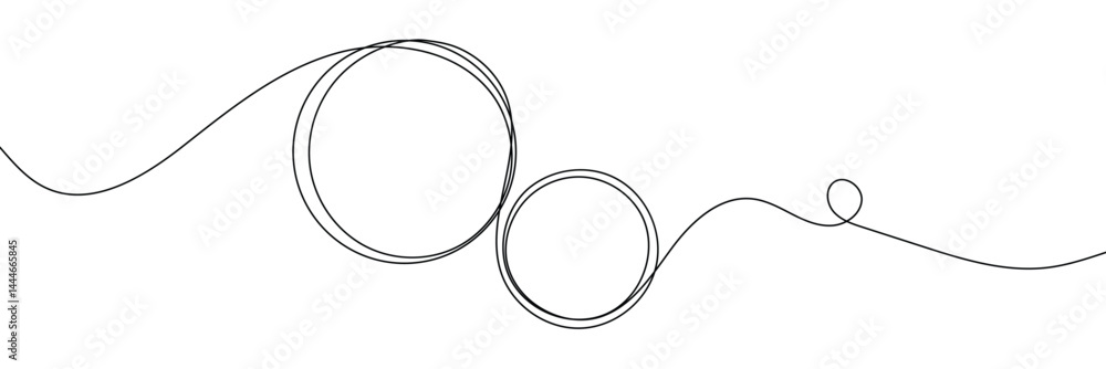 Aufkleber continuous one line circle stroke, hand drawn circle frame on white background. one line drawing vec