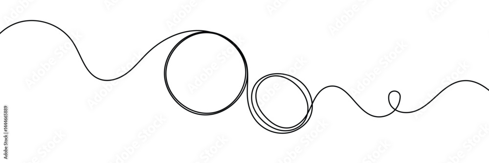 Aufkleber continuous one line circle stroke, hand drawn circle frame on white background. one line drawing vec