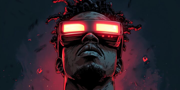 A futuristic lottie style illustration of an African