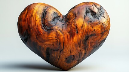 Set wooden heart on white background