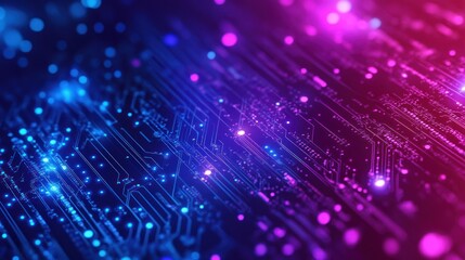 Obraz premium Abstract circuit board, glowing lines