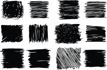 Artistic monochrome backgrounds. Hand drawn brush strokes. Multipurpose Texture Background or Pattern. Editable, Easy to reuse, EPS 10