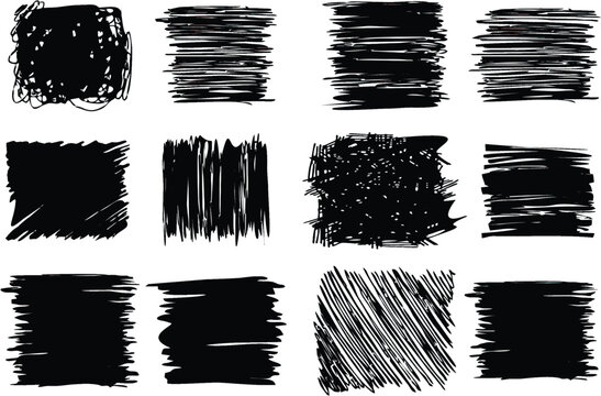 Artistic monochrome backgrounds. Hand drawn brush strokes. Multipurpose Texture Background or Pattern. Editable, Easy to reuse, EPS 10
