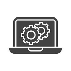 Laptop Settings icon vector image. Suitable for mobile apps, web apps and print media.