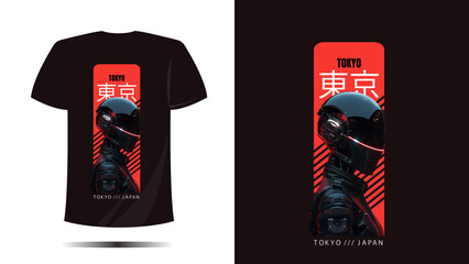 vector t shirt design, t shirt tokyo print, Vector template and typography cool unique japan fashion style with robot futuristic cloth apparel