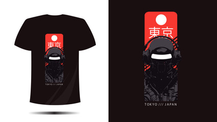vector t shirt design, t shirt tokyo print, Vector template and typography cool unique japan fashion style with robot futuristic, cloth cool