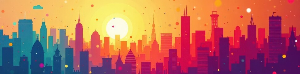 Fototapeta premium Bright colored abstract background with business card silhouettes and geometric shapes, geometric, design elements, business cards