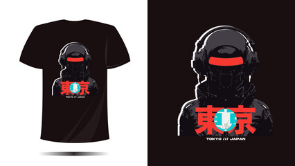 vector t shirt design, t shirt tokyo print, Vector template and typography cool unique japan fashion style with robot futuristic cloth