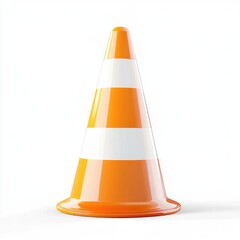 Traffic cone icon, orange and white, vector illustration style, simple shapes, white background,