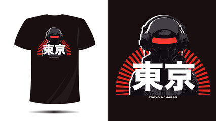 vector t shirt design, t shirt japan print, Vector template and typography cool unique japan fashion style with robot futuristic
