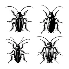 Black Cockroach Silhouette Icon with Insect Pest Shape Vector Illustration for Graphic Symbol Wildlife Animal Horror Dirty House Pest Control Creepy Vermin Clipart Design Scary Bug Nature Biology
