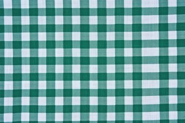 Green and white checkered tablecloth  Close-up view of a textile with a regular pattern of squares