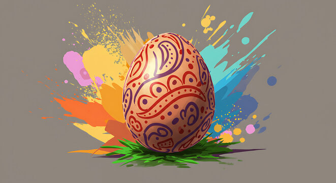 3D, Vector, Easter egg illustration, abstract background 