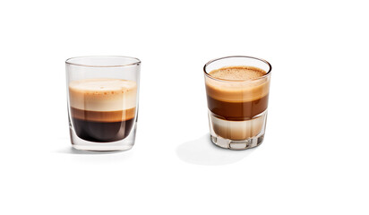 espresso in a clear glass on a transparent background