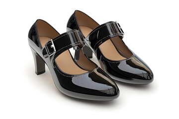 Glossy Patent Leather Mary Jane Heels with Elegant Shine