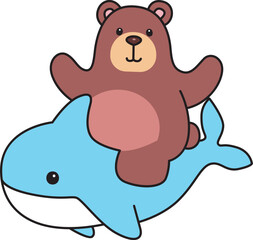 Illustration of cute bear icon.
Funny bear in daily activities elements.
