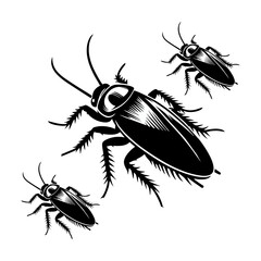 Creepy Cockroach Silhouette Insect Bug Vector Black Outline Shadow Design Isolated Illustration Dirty Pest Crawling Clipart Wildlife Antennae Abdomen Sixlegs Exoskeleton House Creature