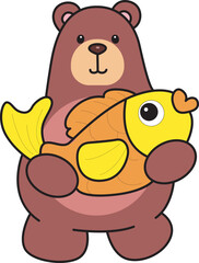 Illustration of cute bear icon.
Funny bear in daily activities elements.
