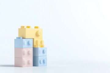 Obraz premium Pastel-colored building blocks arranged in a stack