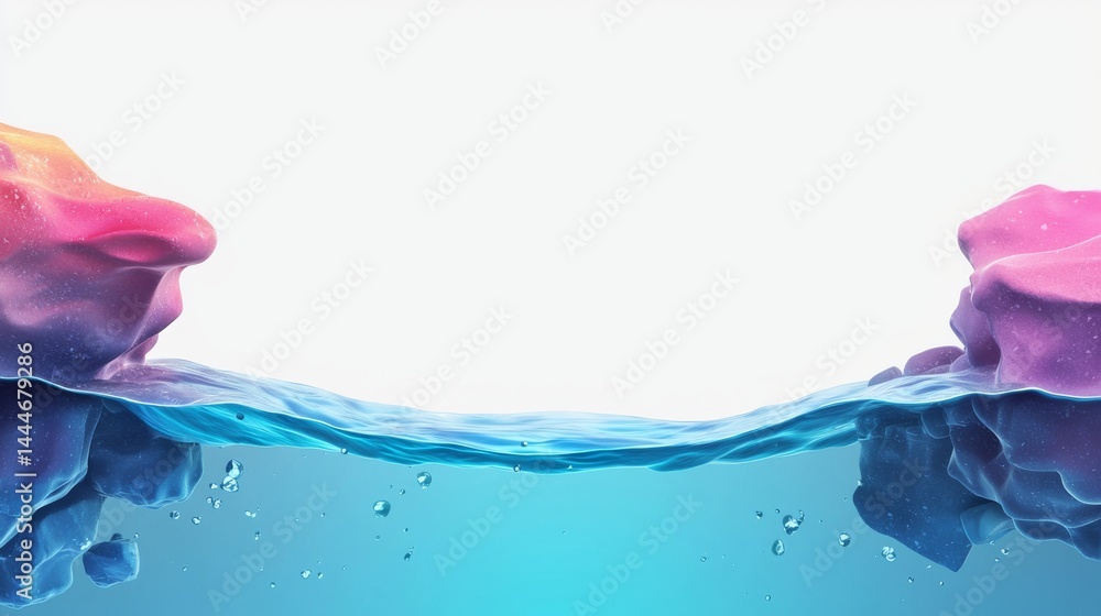 Aufkleber flat design oceanic scene with colorful abstract elements merging at the water surface