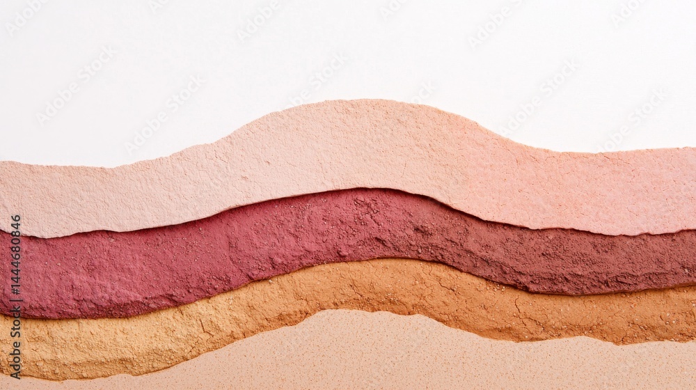 Poster textured layers of colored sand in earthy tones arranged in smooth wavy patterns